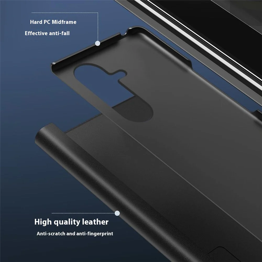 For Samsung Galaxy Z Fold7 5G Case View Window PU Leather + PC Electroplating Phone Cover - Blue - Image 8