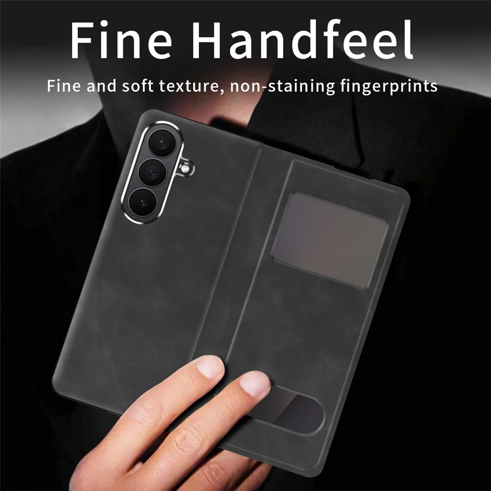 For Samsung Galaxy Z Fold7 5G Case View Window PU Leather Phone Cover - Black - Image 5