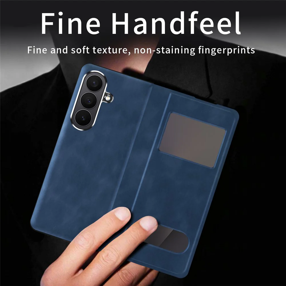 For Samsung Galaxy Z Fold7 5G Case View Window PU Leather Phone Cover - Blue - Image 5