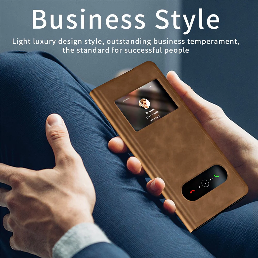 For Samsung Galaxy Z Fold7 5G Case View Window PU Leather Phone Cover - Brown - Image 6