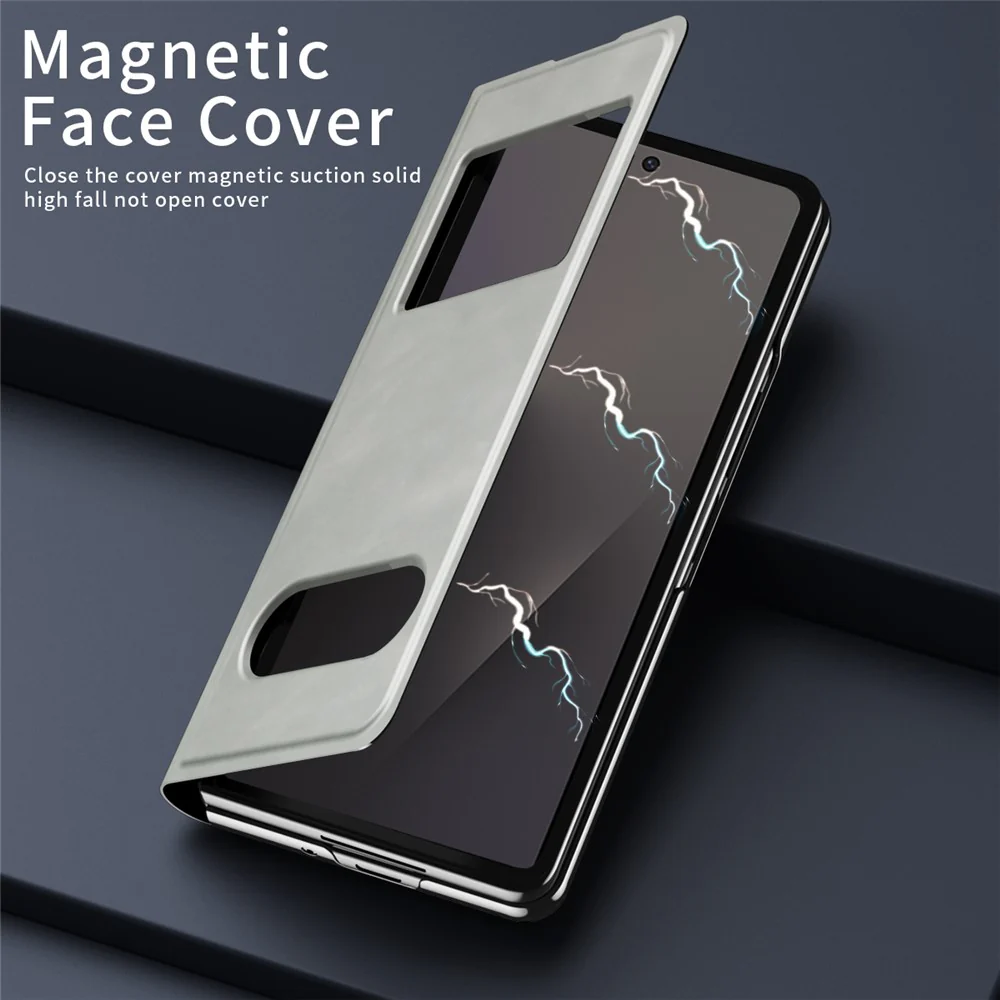 For Samsung Galaxy Z Fold7 5G Case View Window PU Leather Phone Cover - White - Image 3