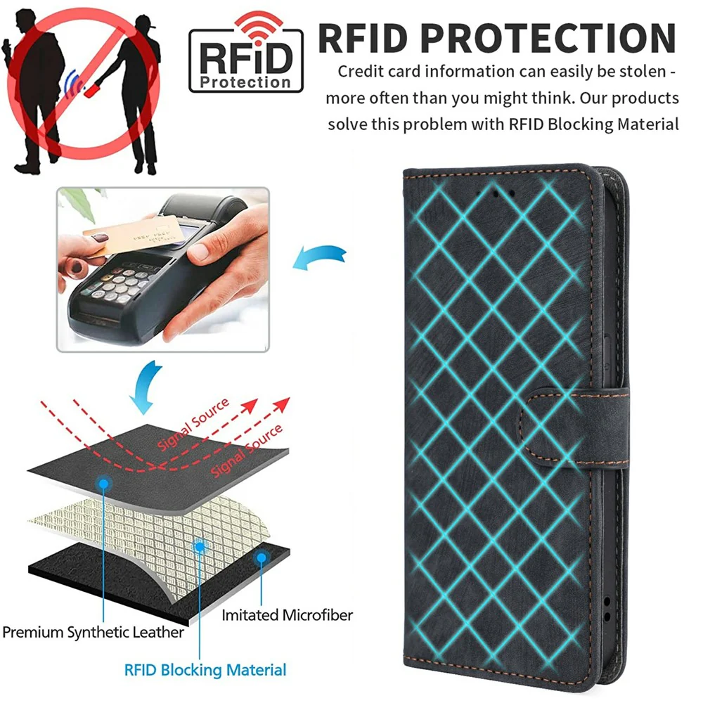 For Samsung Galaxy Z Fold7 5G Case Wallet RFID Blocking PU Leather Phone Cover Stand with Strap - Blue - Image 7