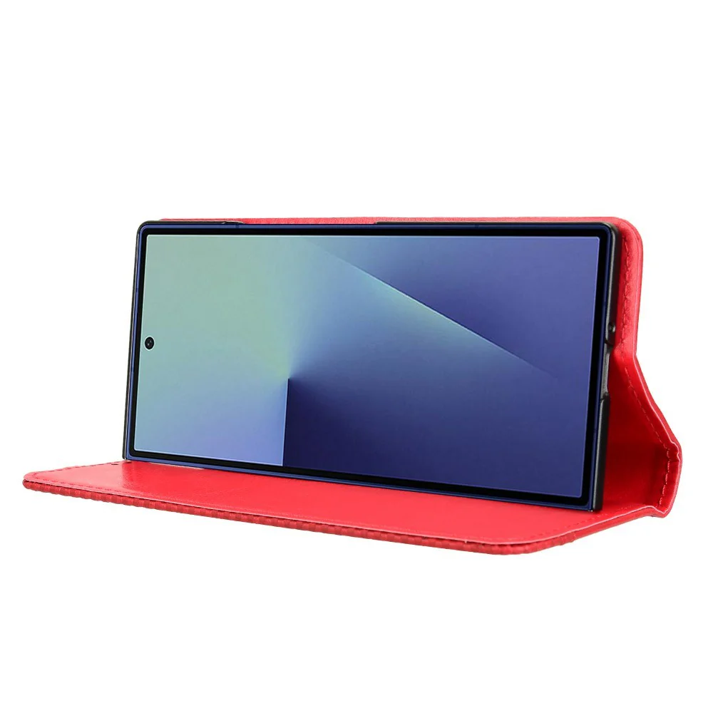 For Samsung Galaxy Z Fold7 5G Case with Pencil Holder Retro PU Leather Phone Cover - Red - Image 3