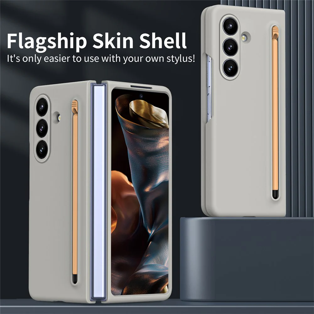 For Samsung Galaxy Z Fold7 5G Case with Stylus Hard PC Phone Back Cover - Light Grey - Image 2