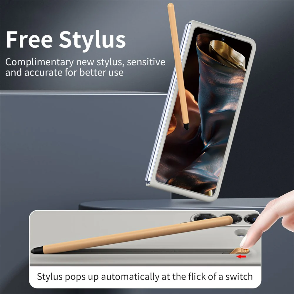 For Samsung Galaxy Z Fold7 5G Case with Stylus Hard PC Phone Back Cover - Light Grey - Image 4