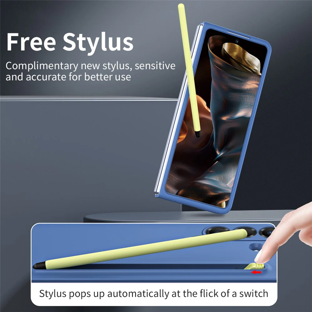 For Samsung Galaxy Z Fold7 5G Case with Stylus Hard PC Phone Back Cover - Sky Blue - Image 4
