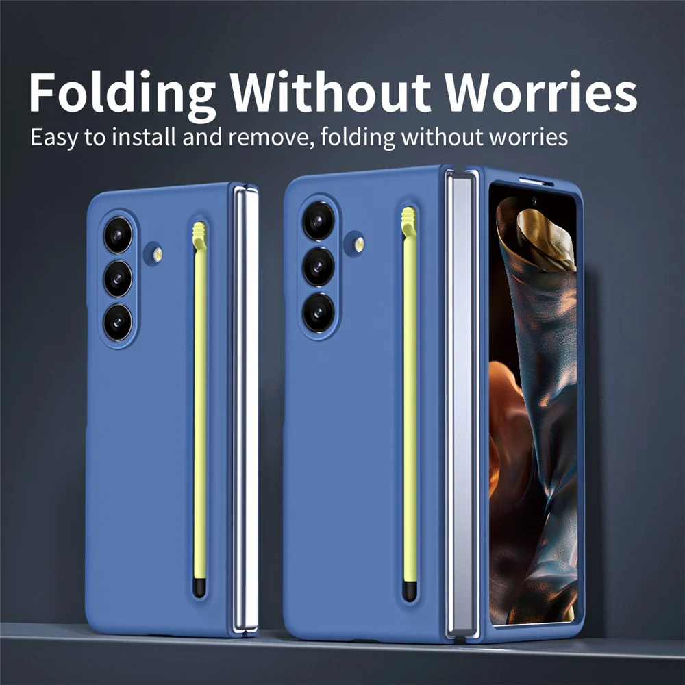 For Samsung Galaxy Z Fold7 5G Case with Stylus Hard PC Phone Back Cover - Sky Blue - Image 7