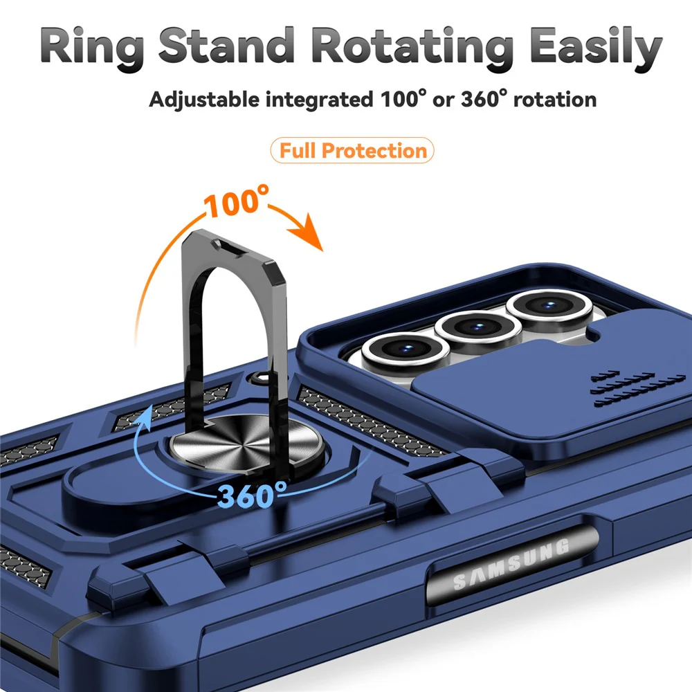 For Samsung Galaxy Z Fold7 5G Case with Wrist Strap / Kickstand Hinge Protection PC + TPU Phone Cover - Blue - Image 8