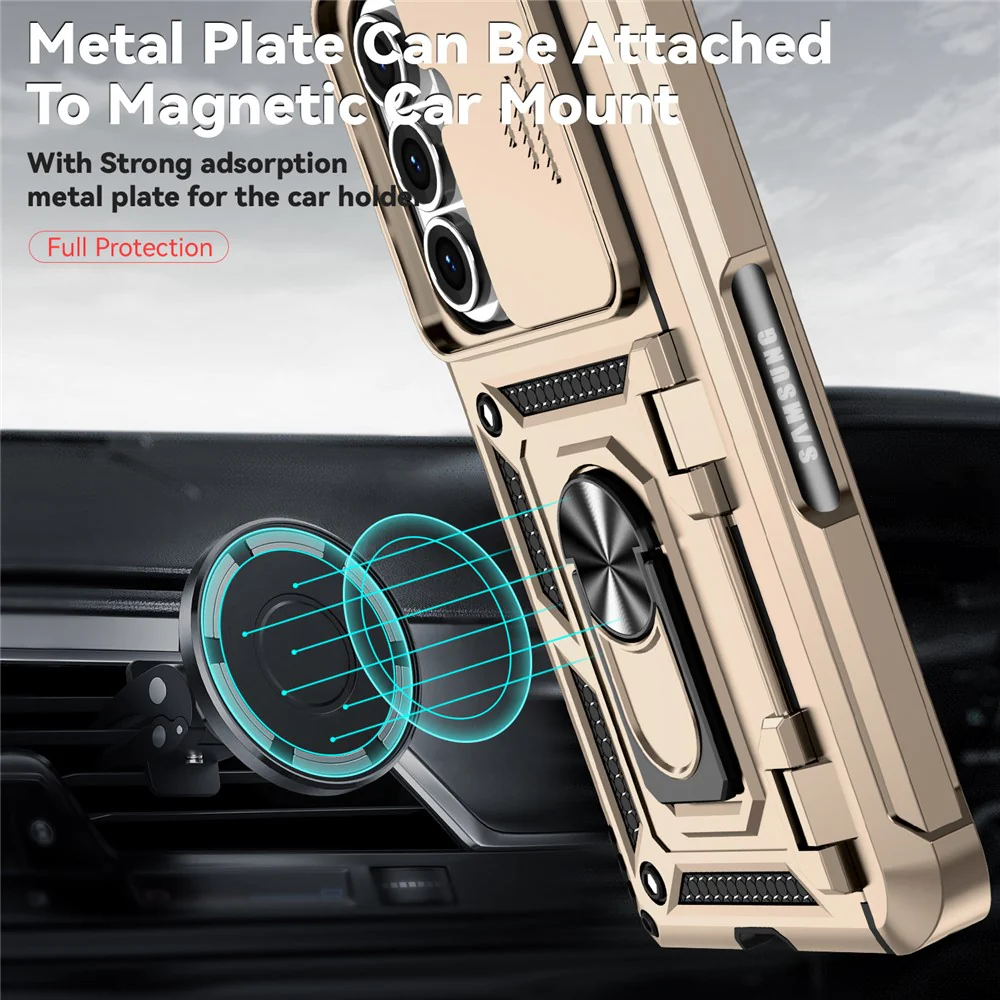 For Samsung Galaxy Z Fold7 5G Case with Wrist Strap / Kickstand Hinge Protection PC + TPU Phone Cover - Gold - Image 4