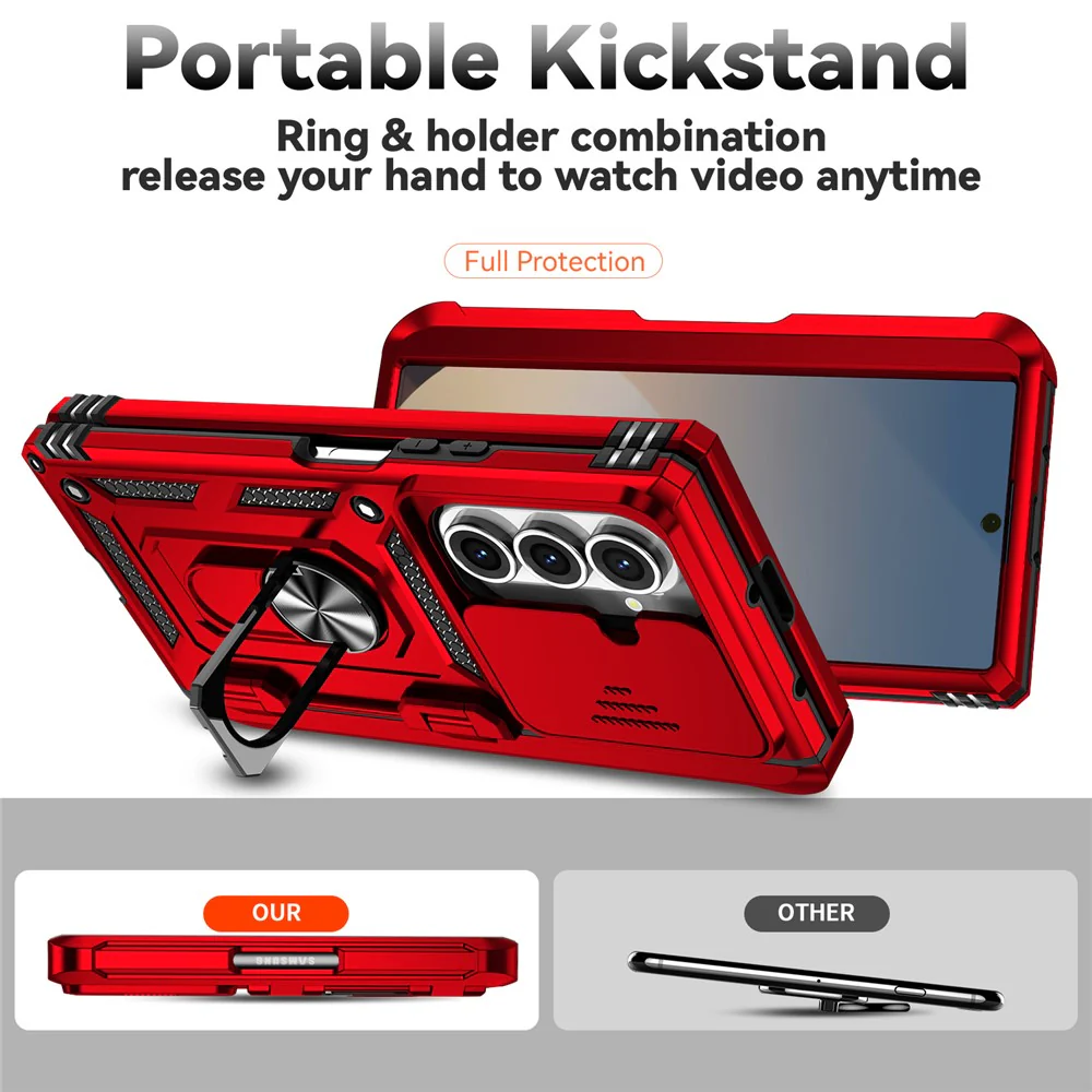 For Samsung Galaxy Z Fold7 5G Case with Wrist Strap / Kickstand Hinge Protection PC + TPU Phone Cover - Red - Image 2