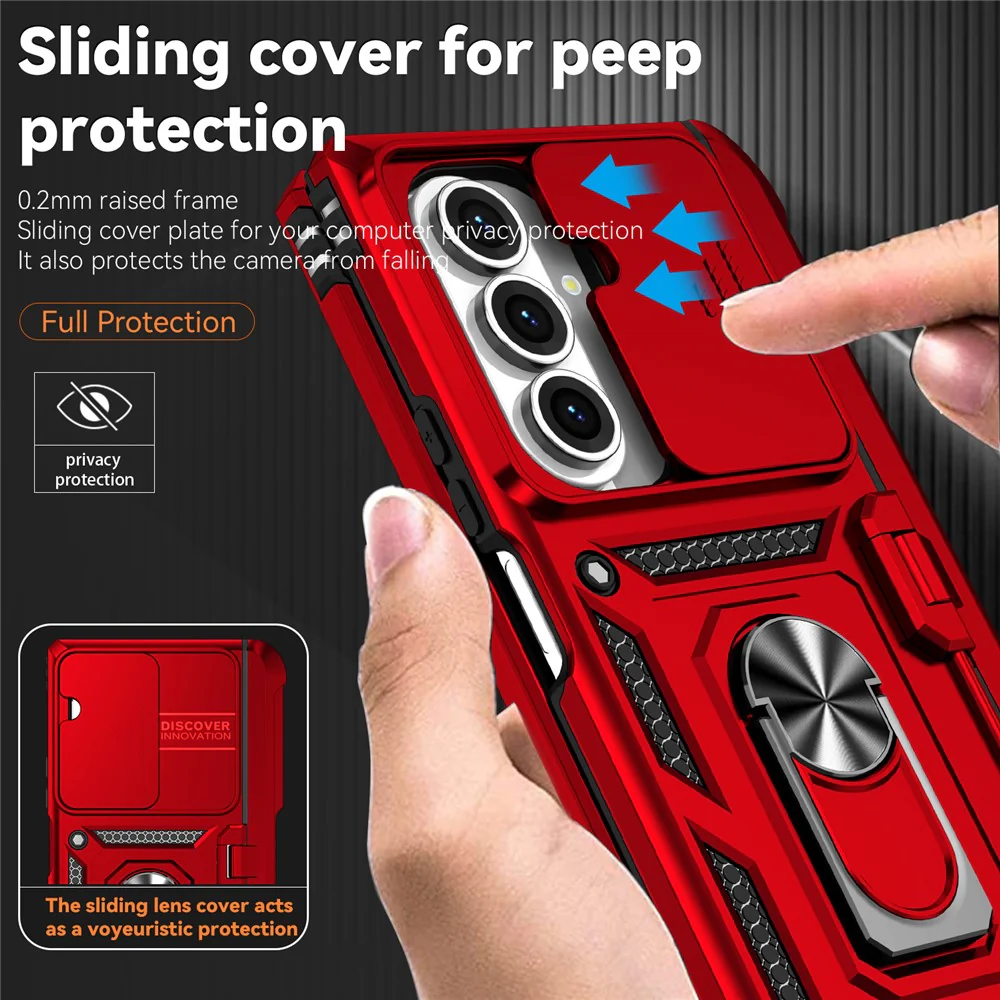 For Samsung Galaxy Z Fold7 5G Case with Wrist Strap / Kickstand Hinge Protection PC + TPU Phone Cover - Red - Image 5