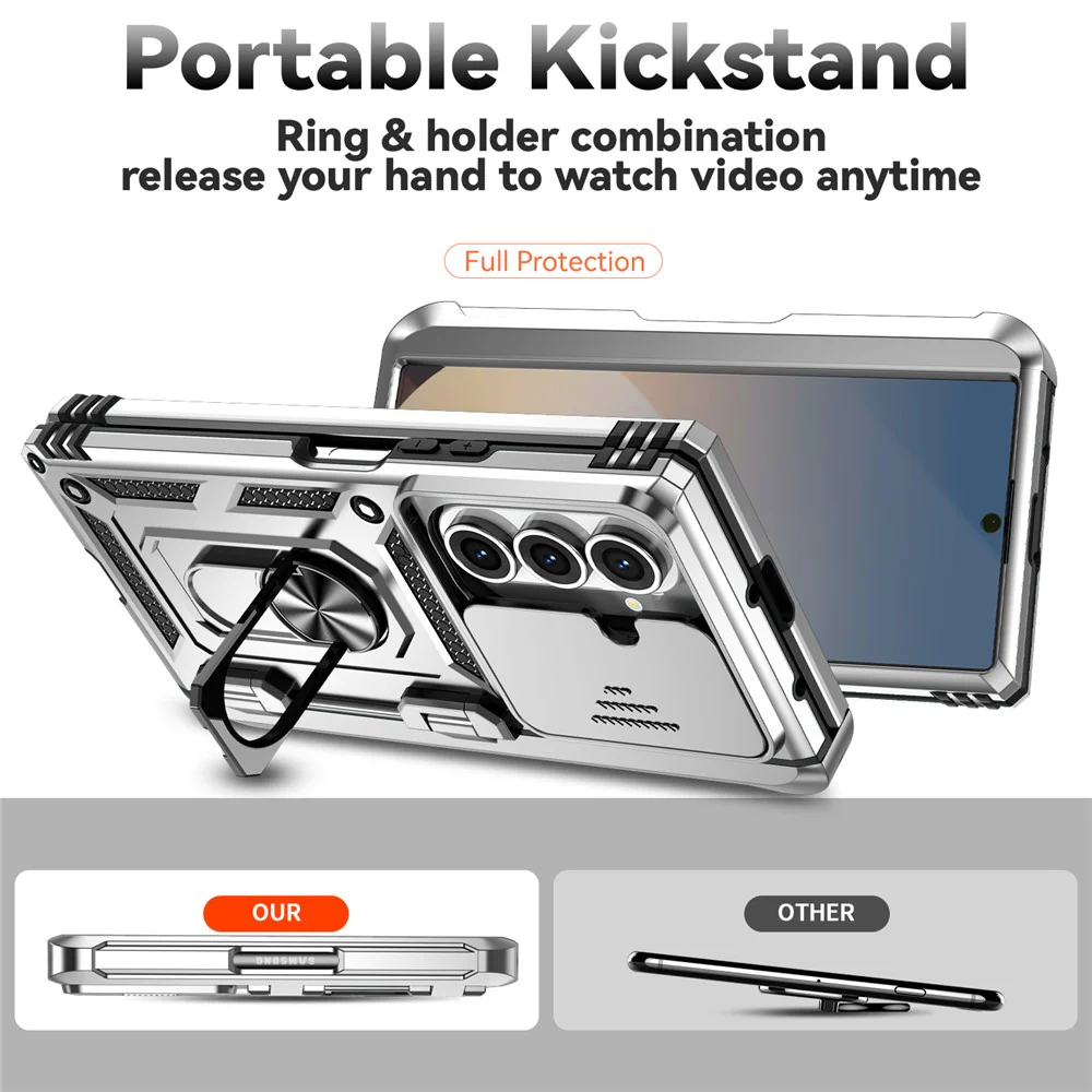 For Samsung Galaxy Z Fold7 5G Case with Wrist Strap / Kickstand Hinge Protection PC + TPU Phone Cover - Silver - Image 3