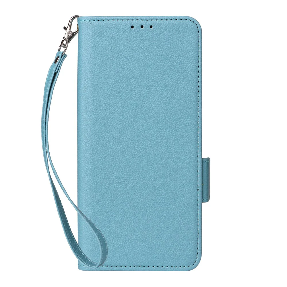 For Samsung Galaxy Z Fold7 5G Case with Wrist Strap Litchi Texture PU Leather Wallet Phone Cover - Baby Blue - Image 8