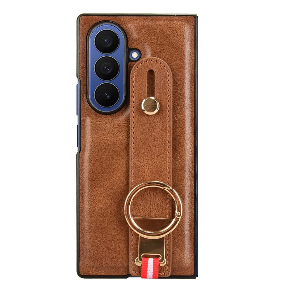 For Samsung Galaxy Z Fold7 5G Case Wristband Kickstand Leather + PC + TPU Phone Cover with Bottle Opener - Brown - Image 2