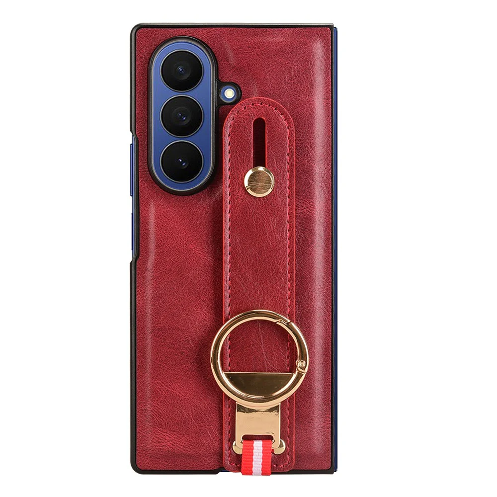 For Samsung Galaxy Z Fold7 5G Case Wristband Kickstand Leather + PC + TPU Phone Cover with Bottle Opener - Red - Image 2