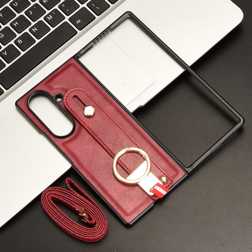 For Samsung Galaxy Z Fold7 5G Case Wristband Kickstand Leather + PC + TPU Phone Cover with Bottle Opener - Red - Image 8