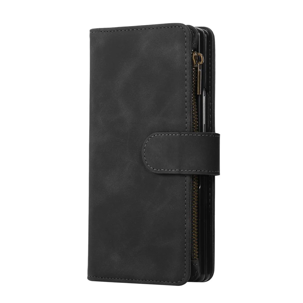 For Samsung Galaxy Z Fold7 5G Case Zipper Wallet Leather Phone Cover with Shoulder Strap - Black - Image 7