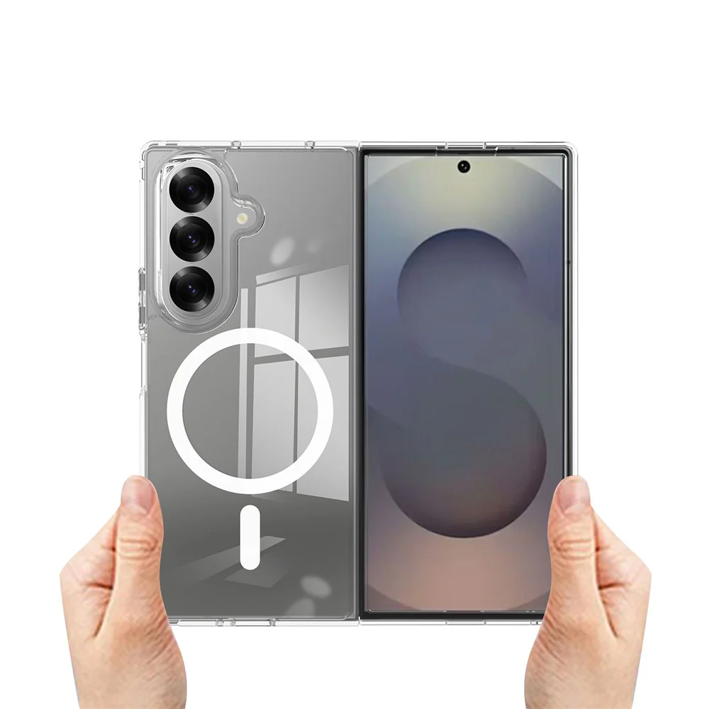 For Samsung Galaxy Z Fold7 5G Clear Phone Case Compatible with MagSafe TPU+Acrylic Back Cover - Clear - Image 4
