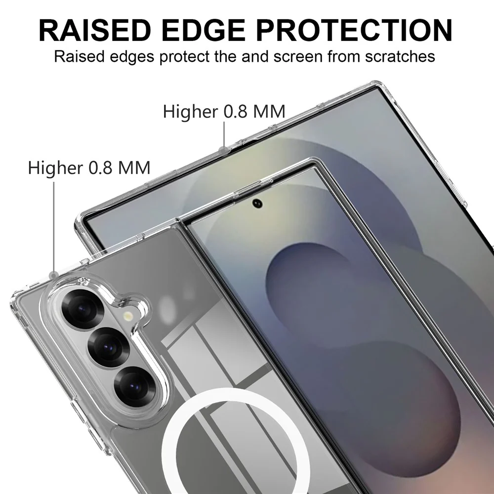 For Samsung Galaxy Z Fold7 5G Clear Phone Case Compatible with MagSafe TPU+Acrylic Back Cover - Clear - Image 5
