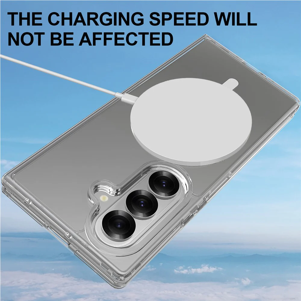 For Samsung Galaxy Z Fold7 5G Clear Phone Case Compatible with MagSafe TPU+Acrylic Back Cover - Clear - Image 7