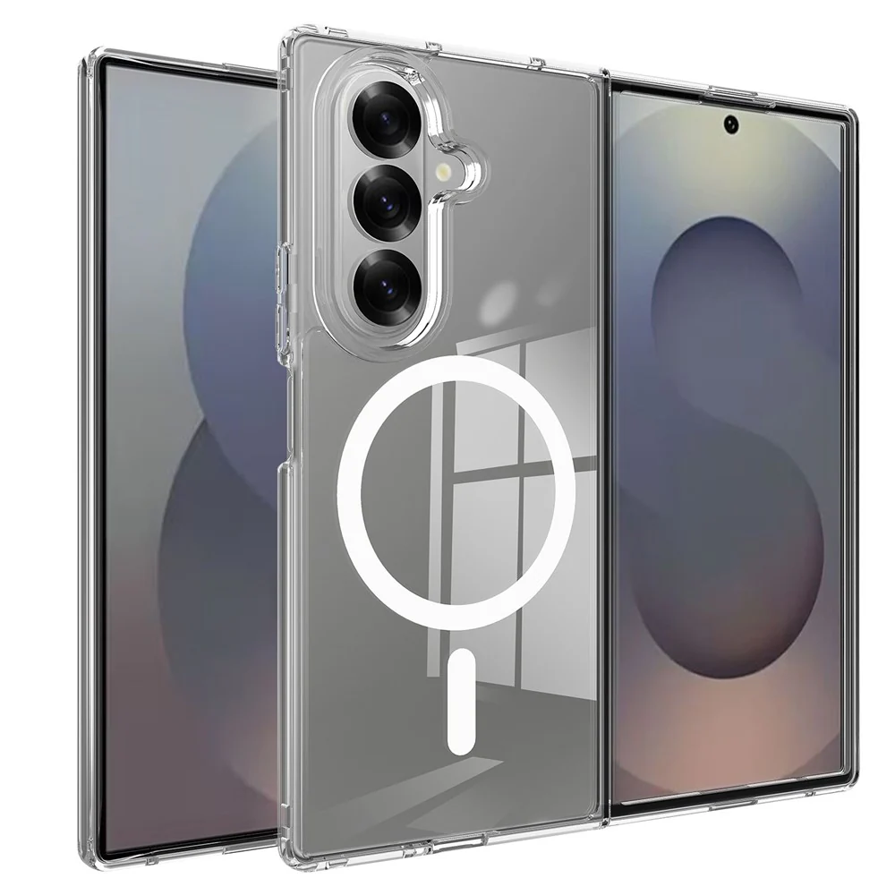 For Samsung Galaxy Z Fold7 5G Clear Phone Case Compatible with MagSafe TPU+Acrylic Back Cover - Clear - Image 8
