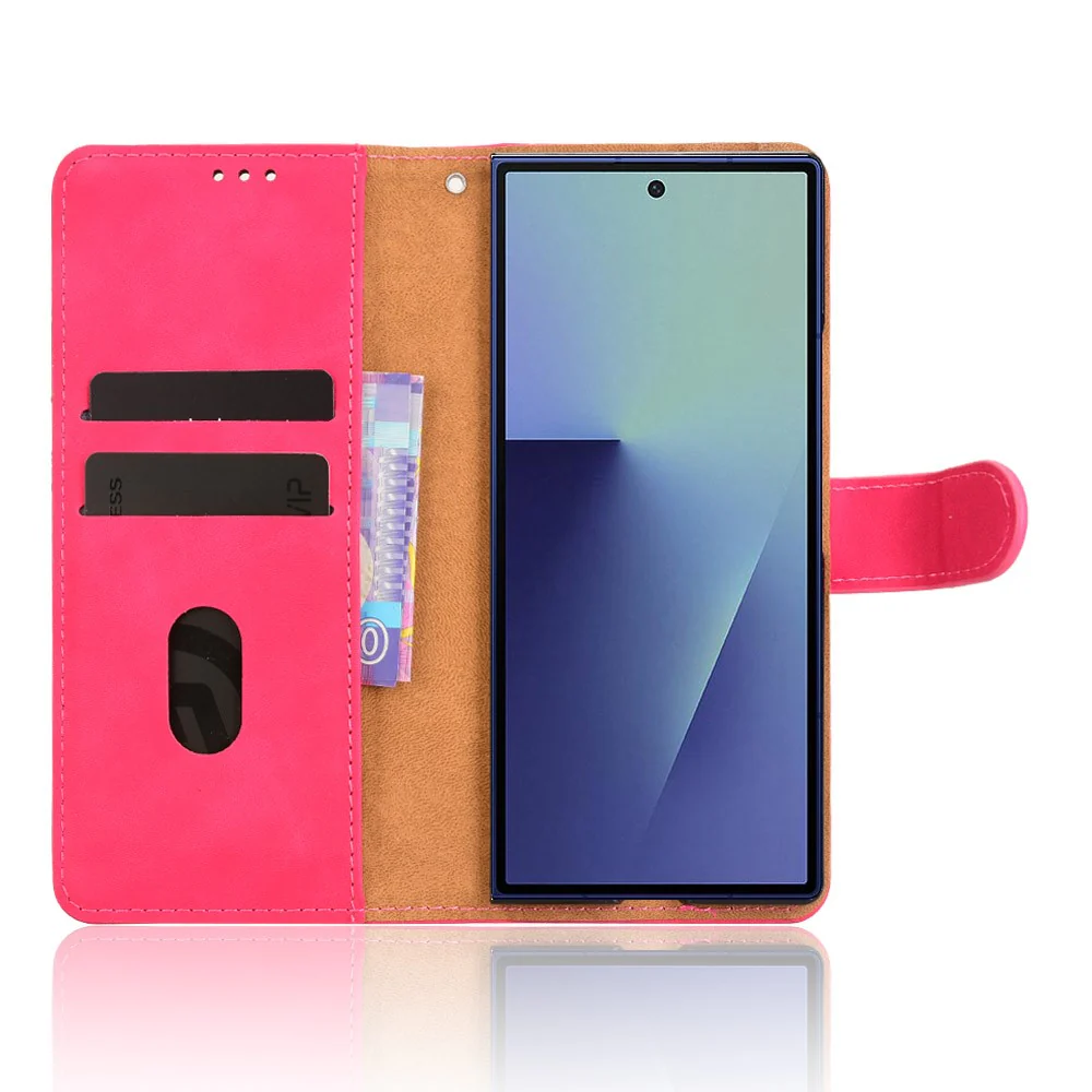 For Samsung Galaxy Z Fold7 5G Leather Case Skin Feel Anti Drop Wallet Flip Phone Cover - Rose - Image 2
