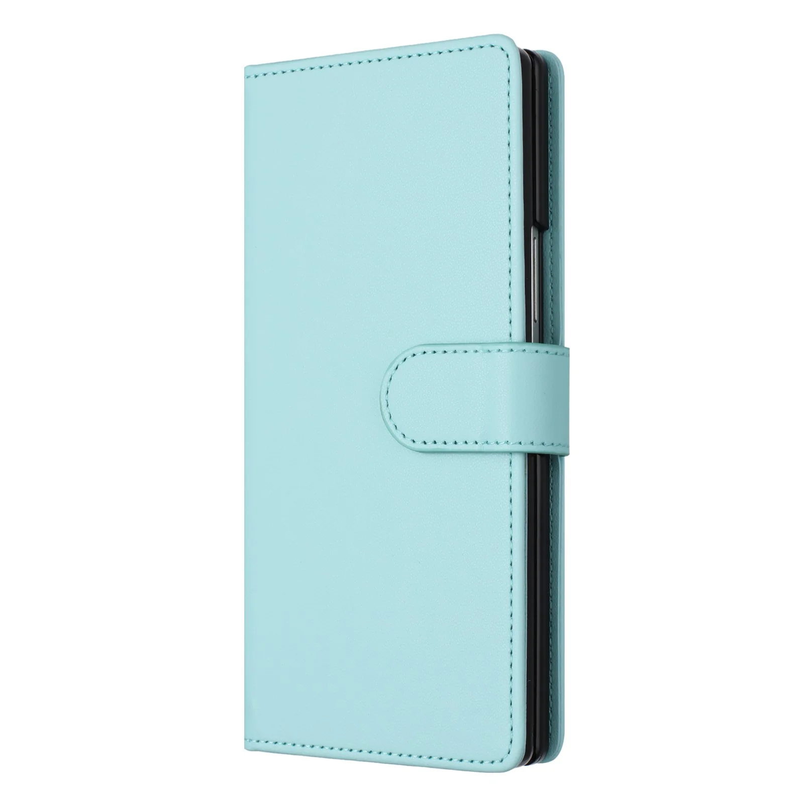 For Samsung Galaxy Z Fold7 5G Leather Case Wallet Stand Phone Cover with Wrist Strap - Mint Green - Image 3
