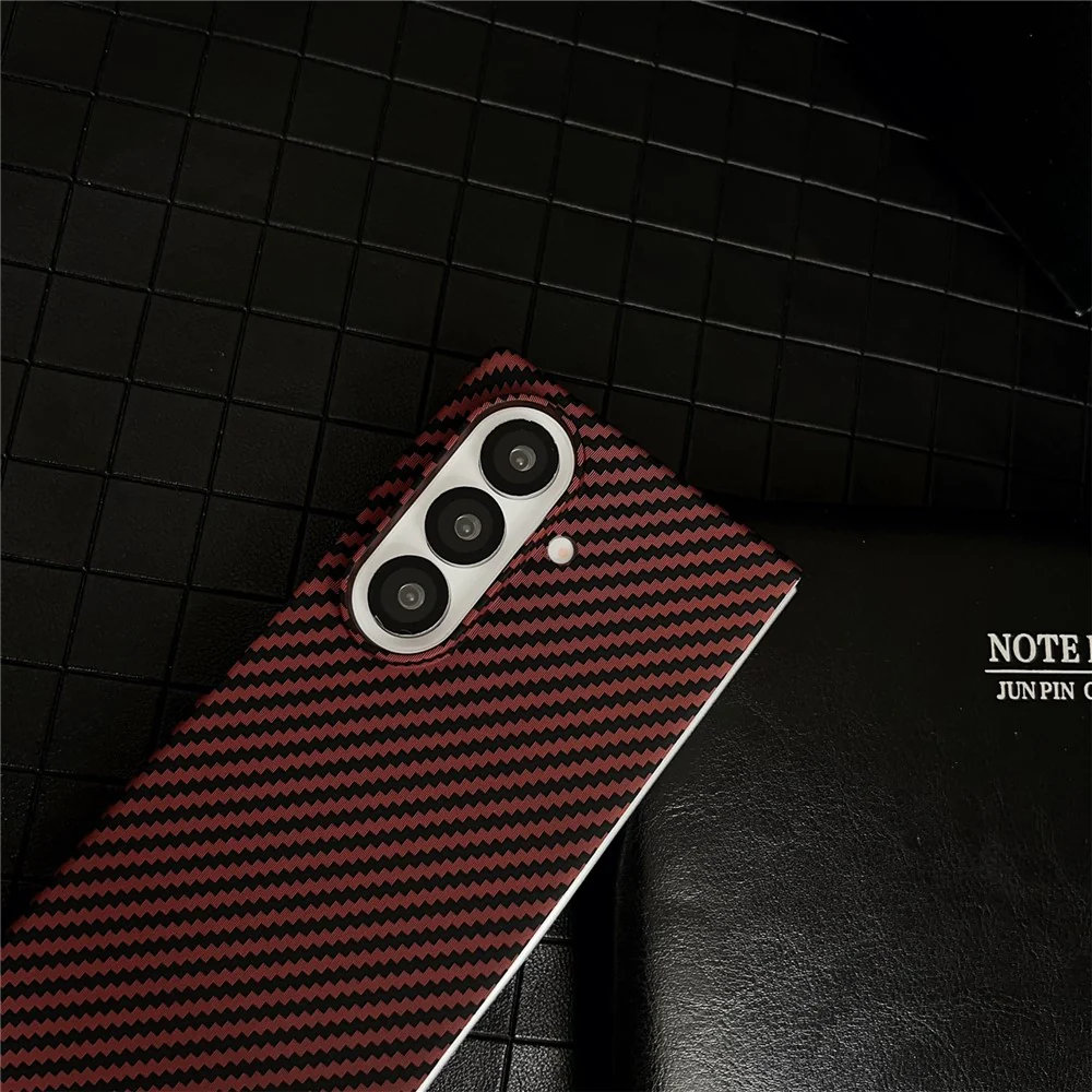 For Samsung Galaxy Z Fold7 5G Magnetic Case Carbon Fiber Texture PC Phone Cover with Screen Protector - Red - Image 7
