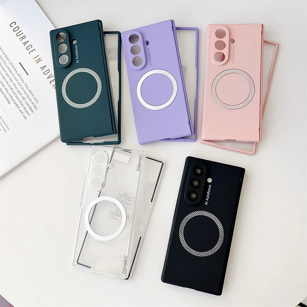 For Samsung Galaxy Z Fold7 5G Magnetic Case Hard PC Phone Cover with Tempered Glass Screen Film - Pink - Image 7