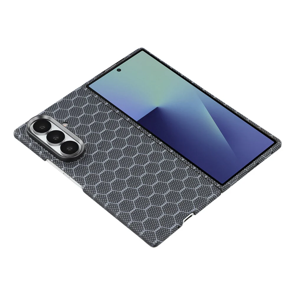 For Samsung Galaxy Z Fold7 5G Magnetic Case Honeycomb Texture Aramid Fiber Phone Cover with Front Frame - Image 4