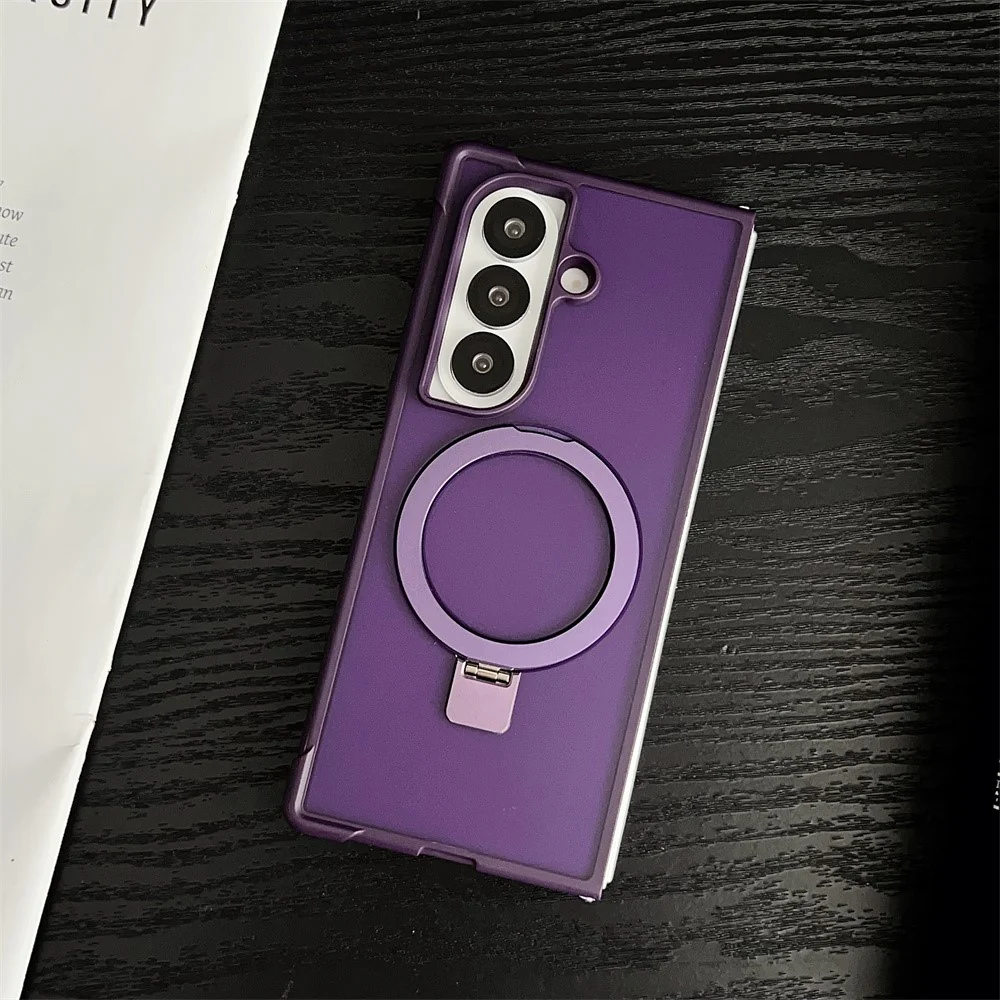 For Samsung Galaxy Z Fold7 5G Magnetic Case Kickstand Shockproof Matte PC + TPU Phone Cover - Purple - Image 2