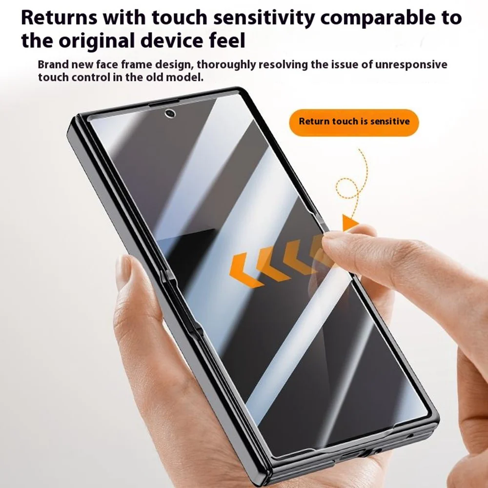 For Samsung Galaxy Z Fold7 5G Magnetic Case PC + Acrylic Phone Cover with Anti-Spy Screen Protector, Lens Kickstand - Black - Image 5