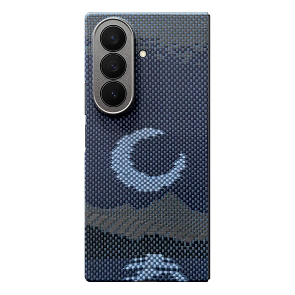 For Samsung Galaxy Z Fold7 5G Magnetic Case Precise Cutouts Aramid Fiber Phone Cover with Metal Lens Frame / Front Frame - Moon - Image 2