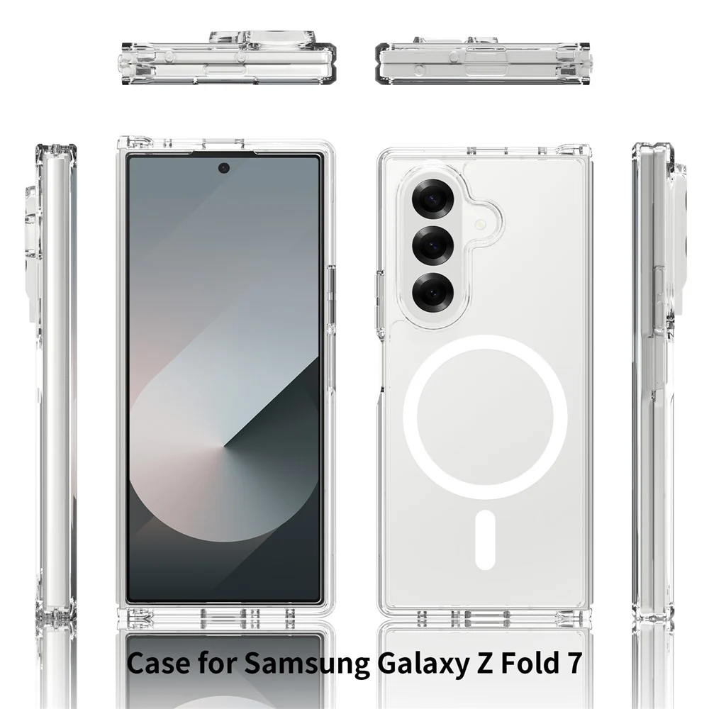 For Samsung Galaxy Z Fold7 5G Magnetic Case Scratch-Resistant TPU + PC Crystal Clear Phone Cover - Image 2
