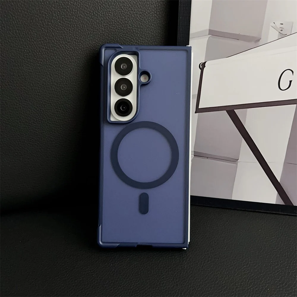 For Samsung Galaxy Z Fold7 5G Magnetic Case Shockproof Matte PC + TPU Phone Cover - Blue - Image 2