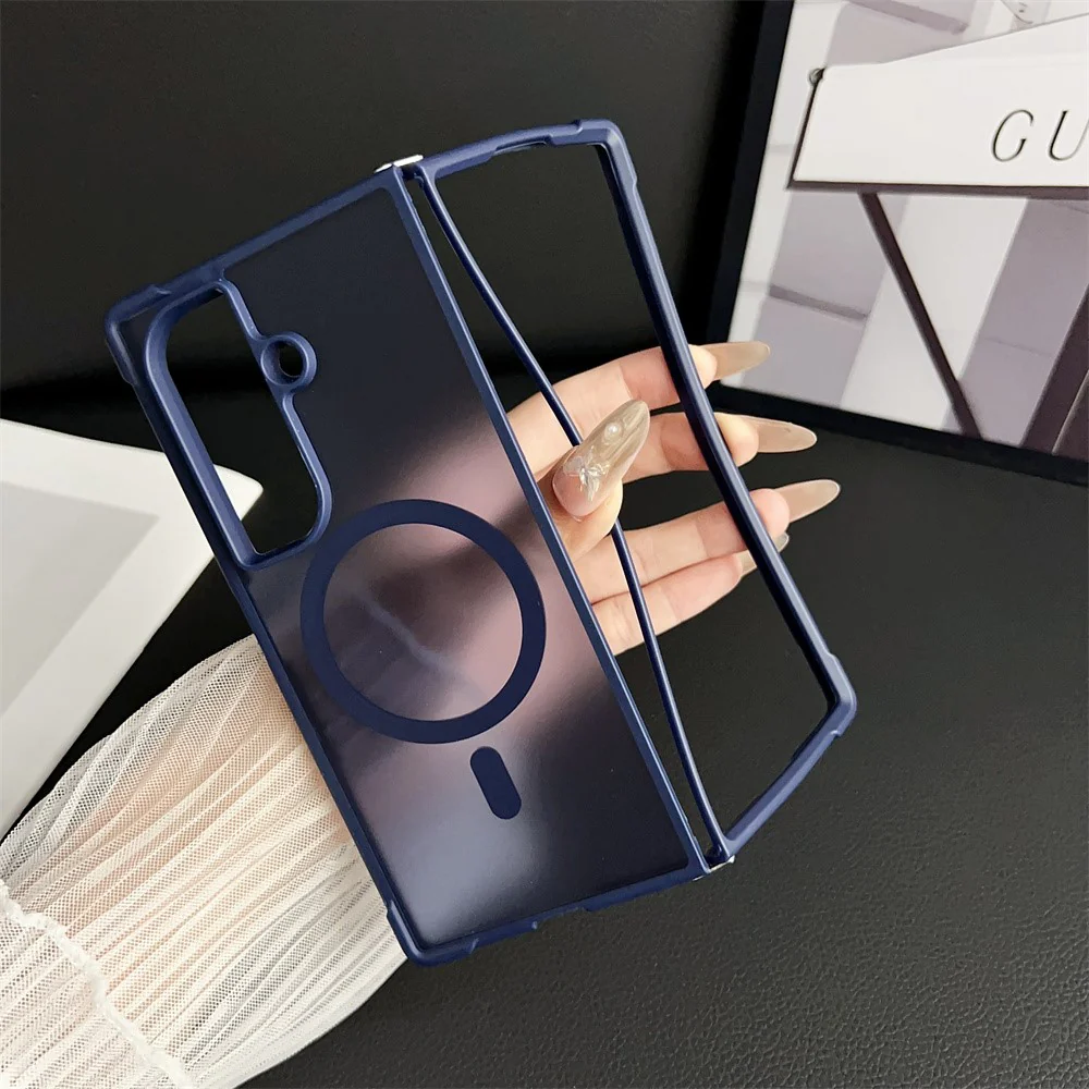 For Samsung Galaxy Z Fold7 5G Magnetic Case Shockproof Matte PC + TPU Phone Cover - Blue - Image 4