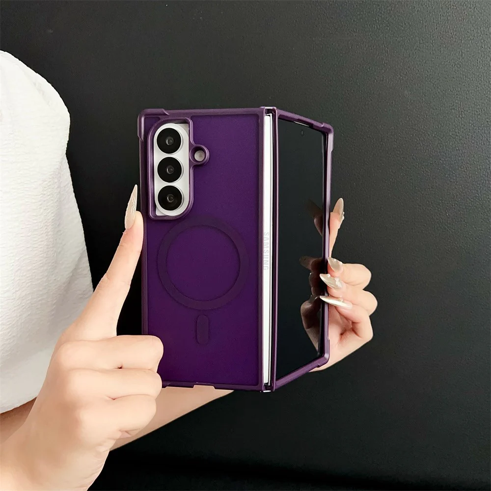 For Samsung Galaxy Z Fold7 5G Magnetic Case Shockproof Matte PC + TPU Phone Cover - Brown - Image 5