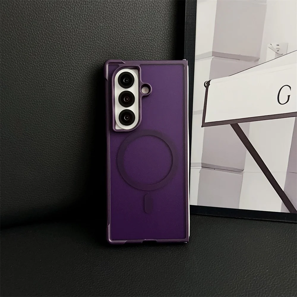 For Samsung Galaxy Z Fold7 5G Magnetic Case Shockproof Matte PC + TPU Phone Cover - Purple - Image 2