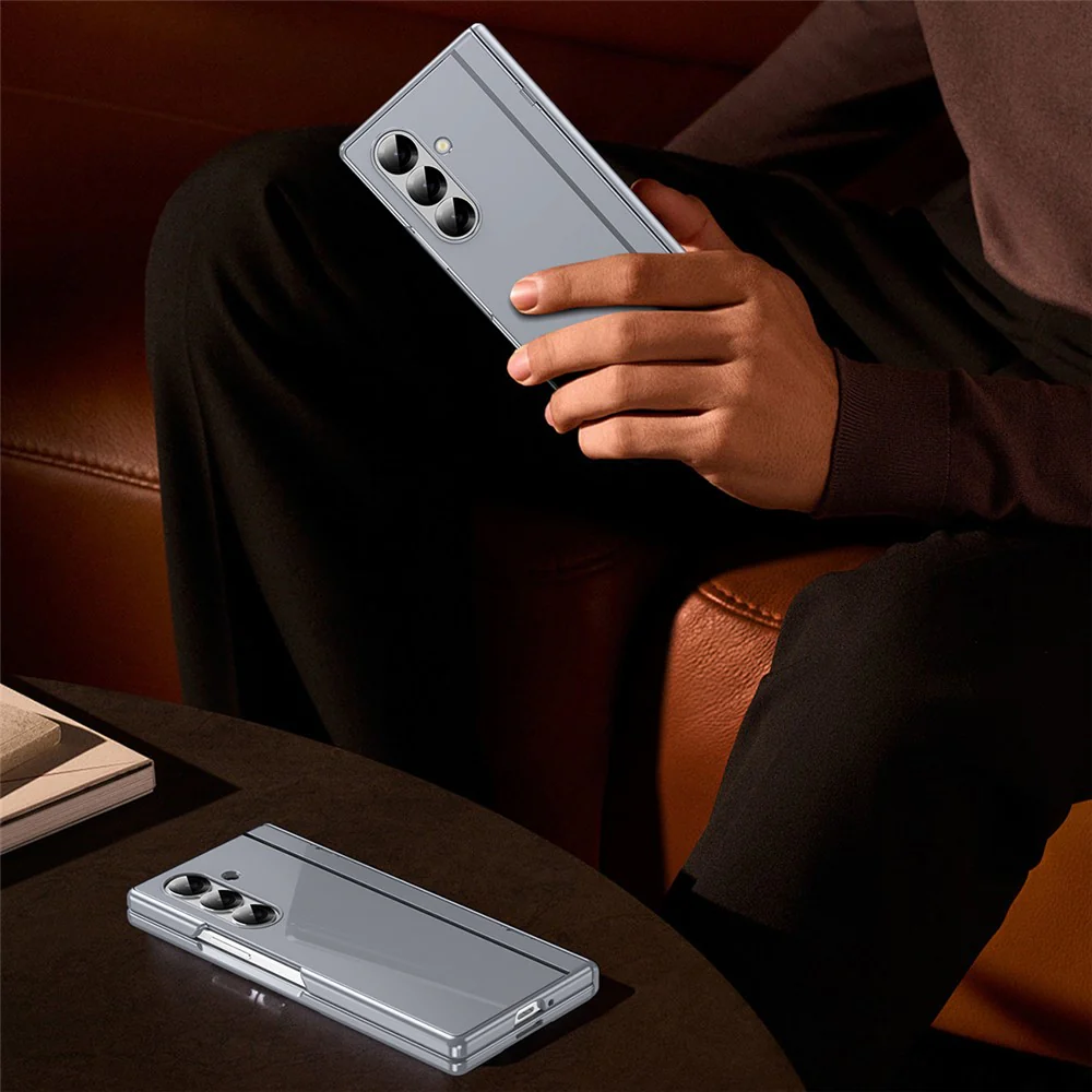 For Samsung Galaxy Z Fold7 5G PC Phone Case with Back Cover Kickstand and Tempered Glass Film - Grey - Image 4