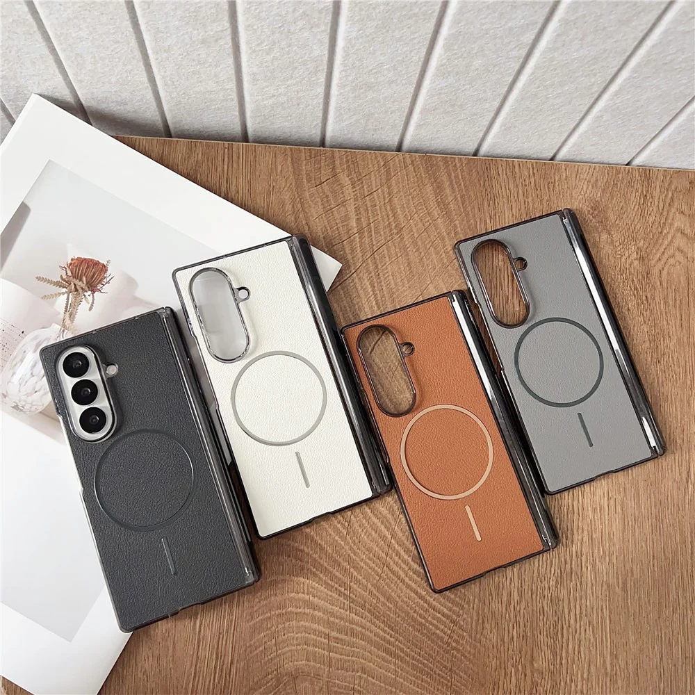 For Samsung Galaxy Z Fold7 5G Phone Case Compatible with MagSafe Leather + PC Protective Cover - Grey - Image 7