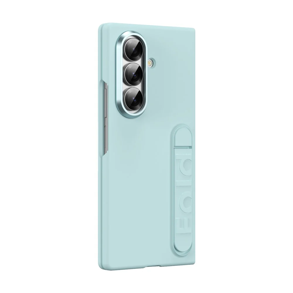 For Samsung Galaxy Z Fold7 5G Phone Case Kickstand PC Cover with Tempered Glass Screen Protector - Cyan - Image 2