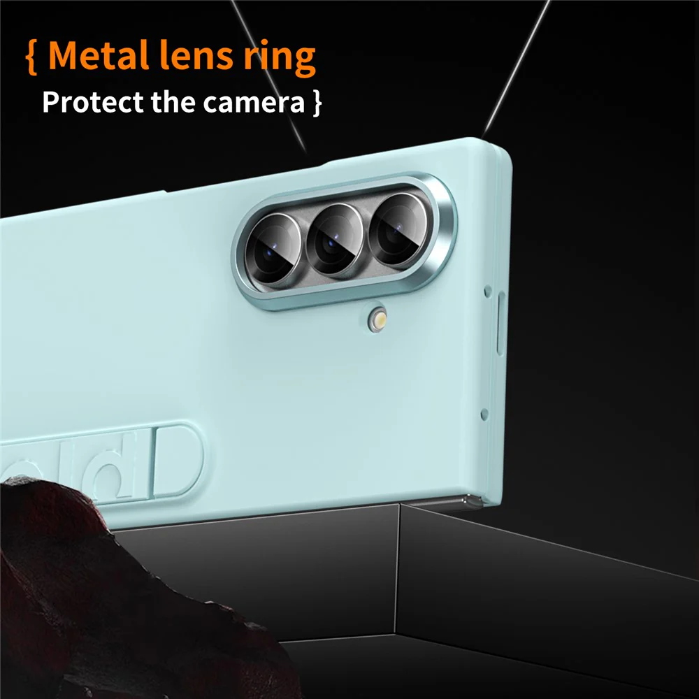 For Samsung Galaxy Z Fold7 5G Phone Case Kickstand PC Cover with Tempered Glass Screen Protector - Cyan - Image 8