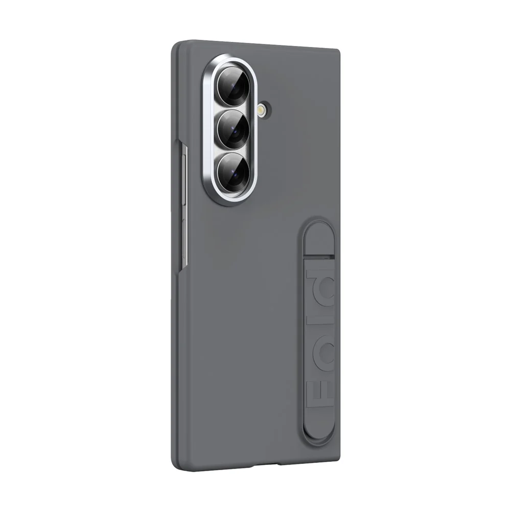 For Samsung Galaxy Z Fold7 5G Phone Case Kickstand PC Cover with Tempered Glass Screen Protector - Dark Grey