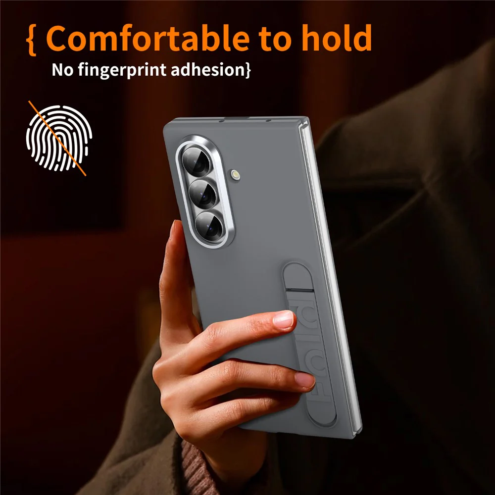 For Samsung Galaxy Z Fold7 5G Phone Case Kickstand PC Cover with Tempered Glass Screen Protector - Dark Grey - Image 4