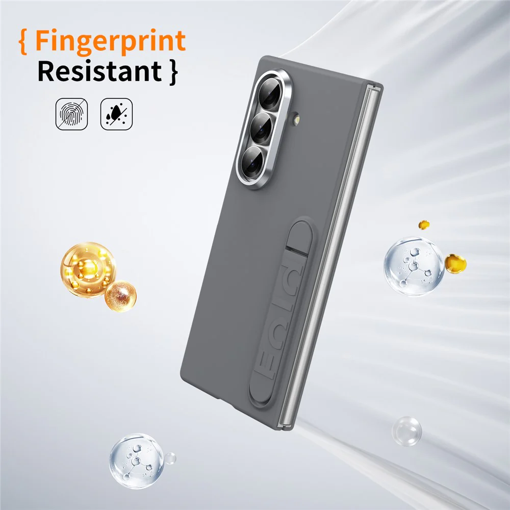 For Samsung Galaxy Z Fold7 5G Phone Case Kickstand PC Cover with Tempered Glass Screen Protector - Dark Grey - Image 5