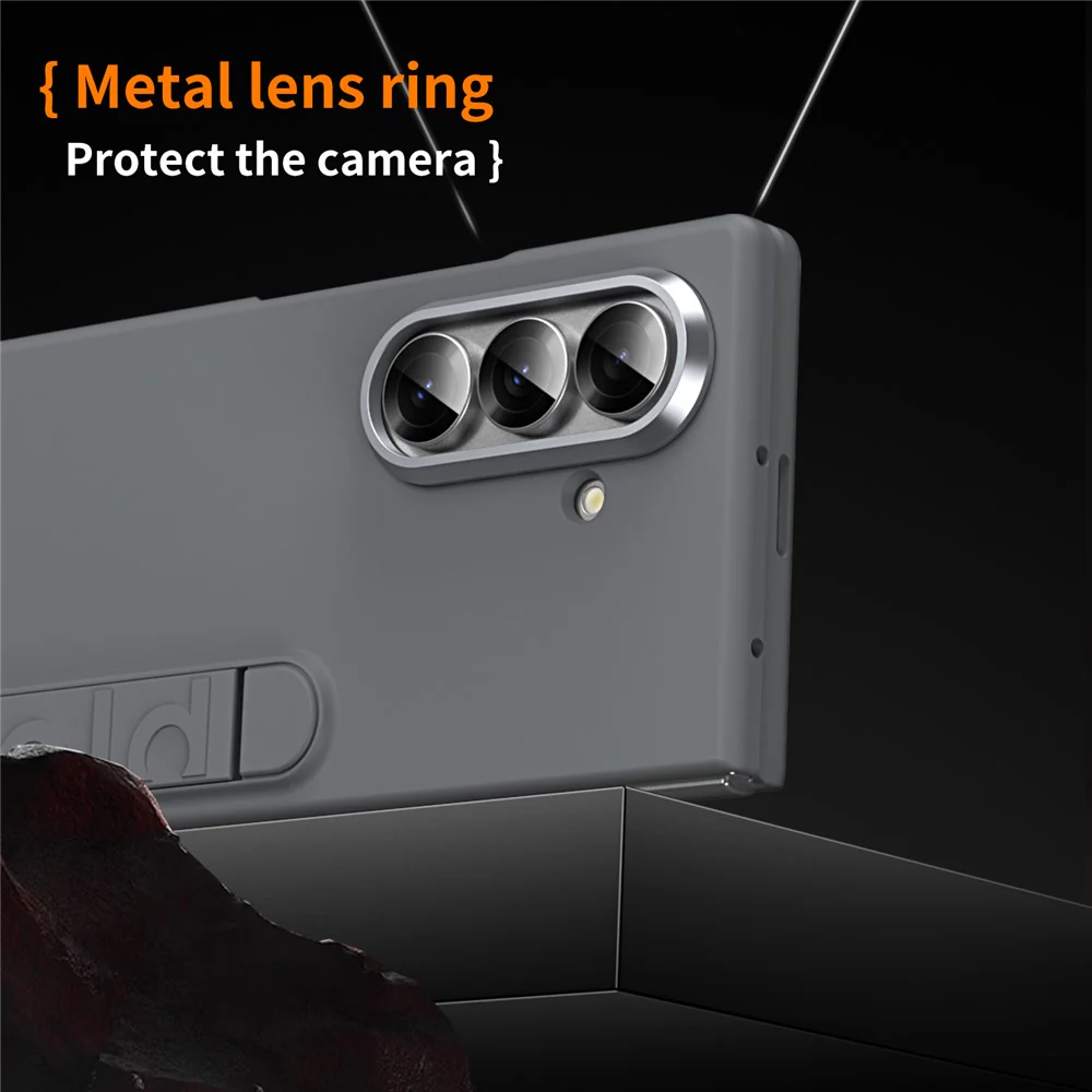 For Samsung Galaxy Z Fold7 5G Phone Case Kickstand PC Cover with Tempered Glass Screen Protector - Dark Grey - Image 6