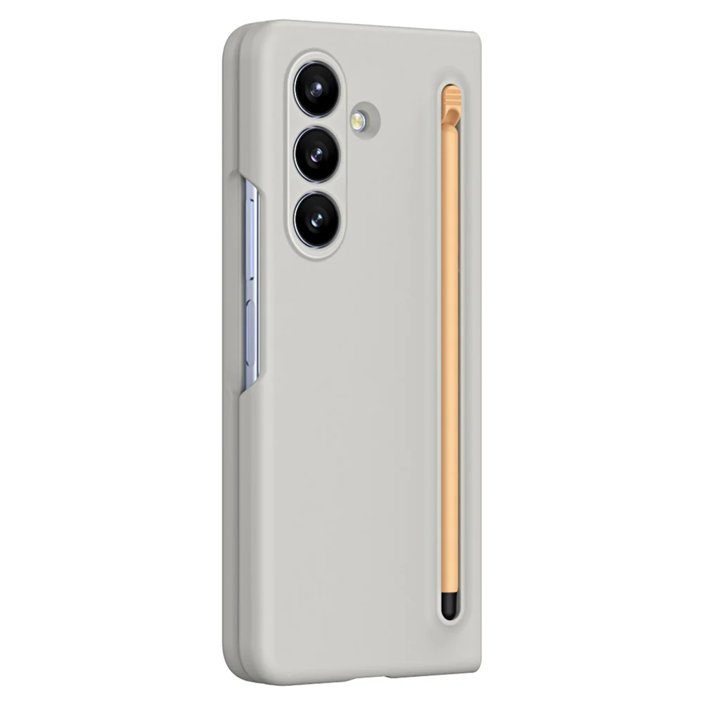 For Samsung Galaxy Z Fold7 5G Phone Case with Tempered Glass Film Hard PC Back Cover with Stylus - Light Grey - Image 2