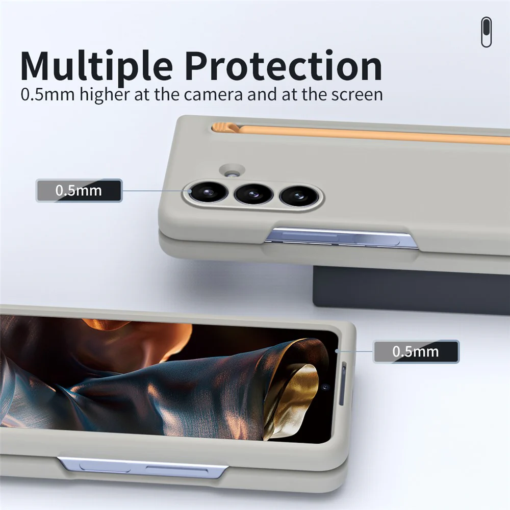 For Samsung Galaxy Z Fold7 5G Phone Case with Tempered Glass Film Hard PC Back Cover with Stylus - Light Grey - Image 6