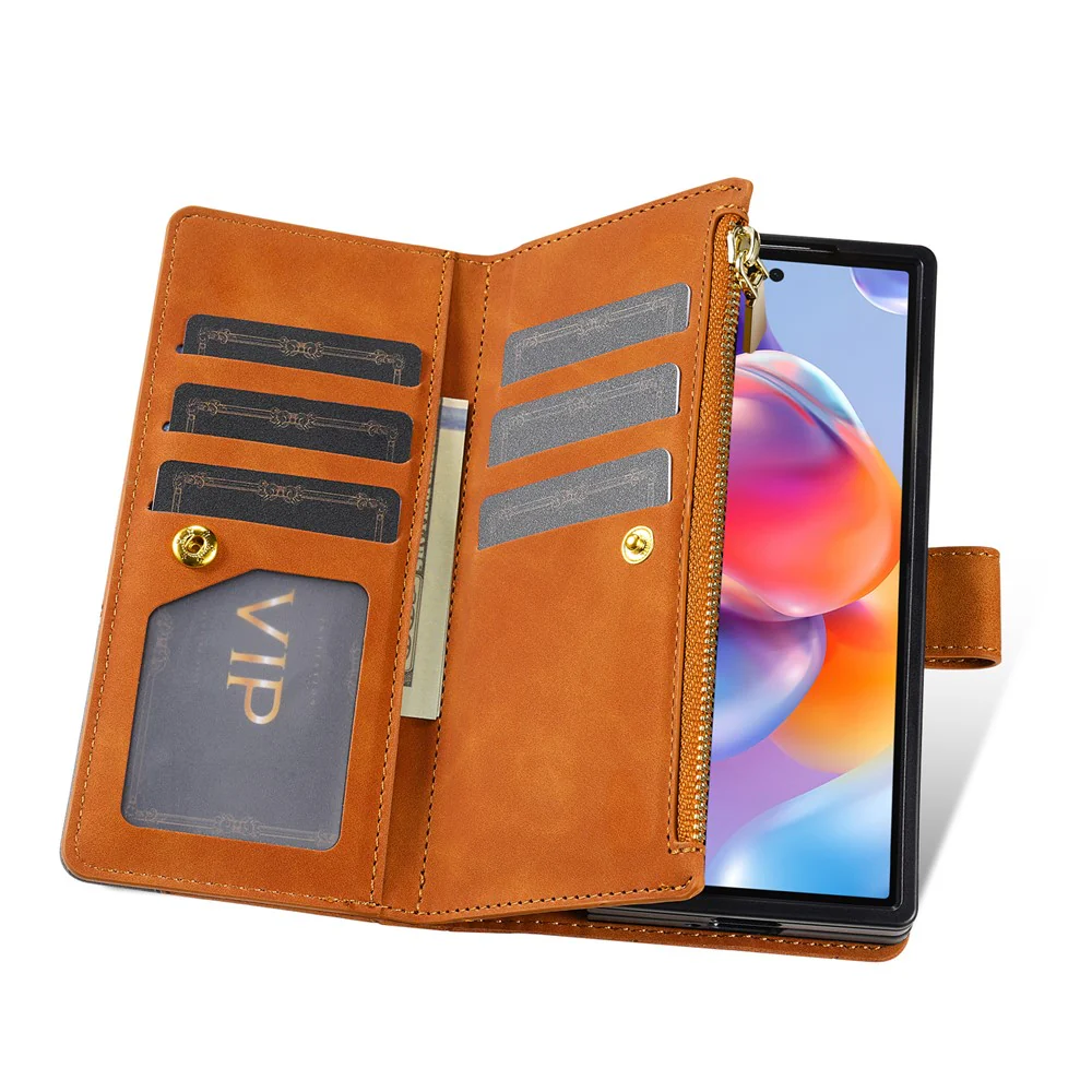 For Samsung Galaxy Z Fold7 5G PU + PC Case Color Splicing Leather Phone Cover with Strap - Brown - Image 7