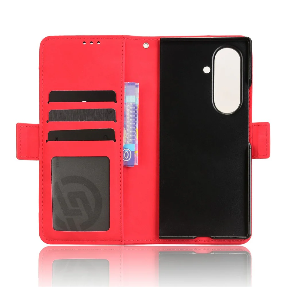 For Samsung Galaxy Z Fold7 5G Stand Case with Pencil Slot Leather Wallet Phone Cover - Red - Image 4